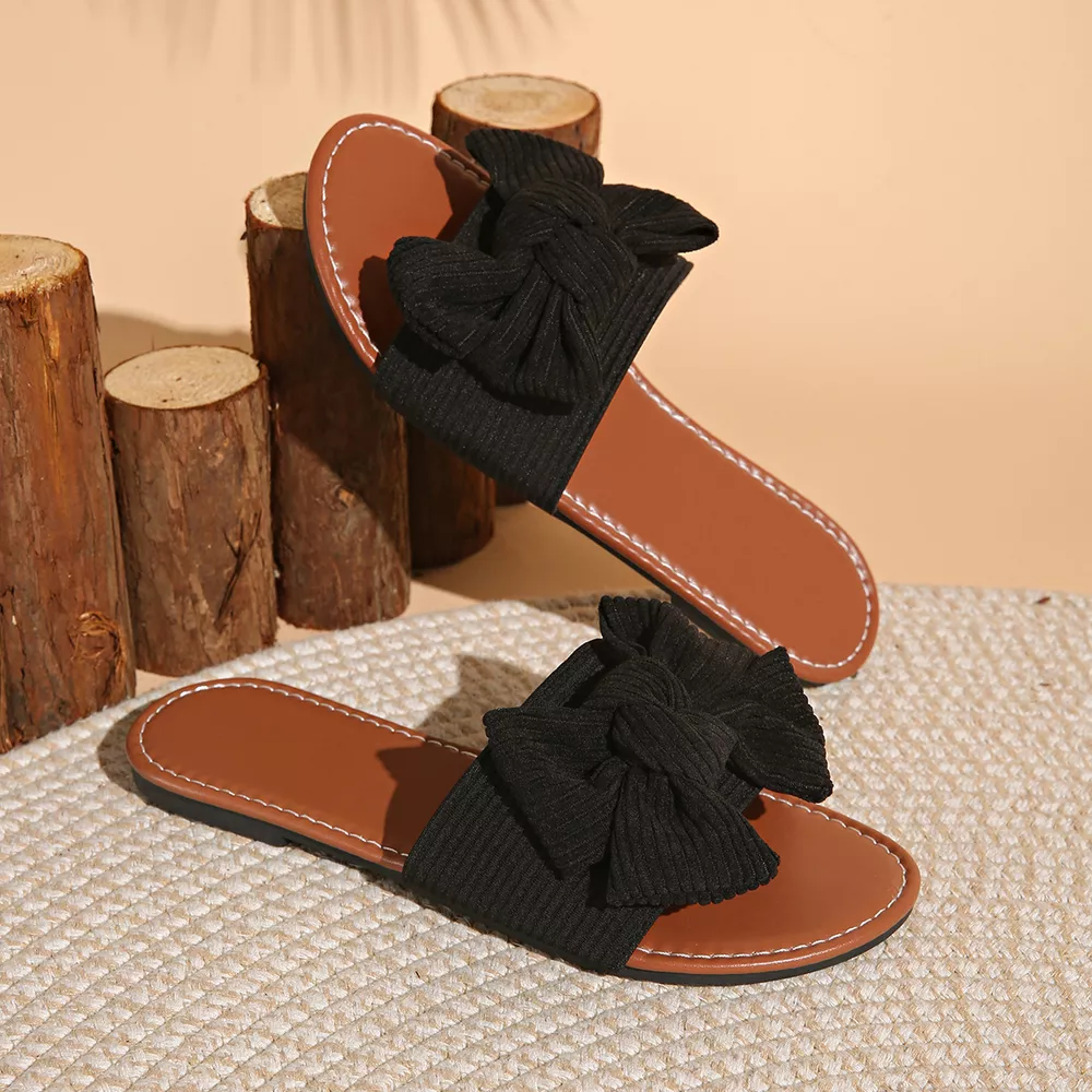 Bow Knot Decor Flat Sandals, image 4