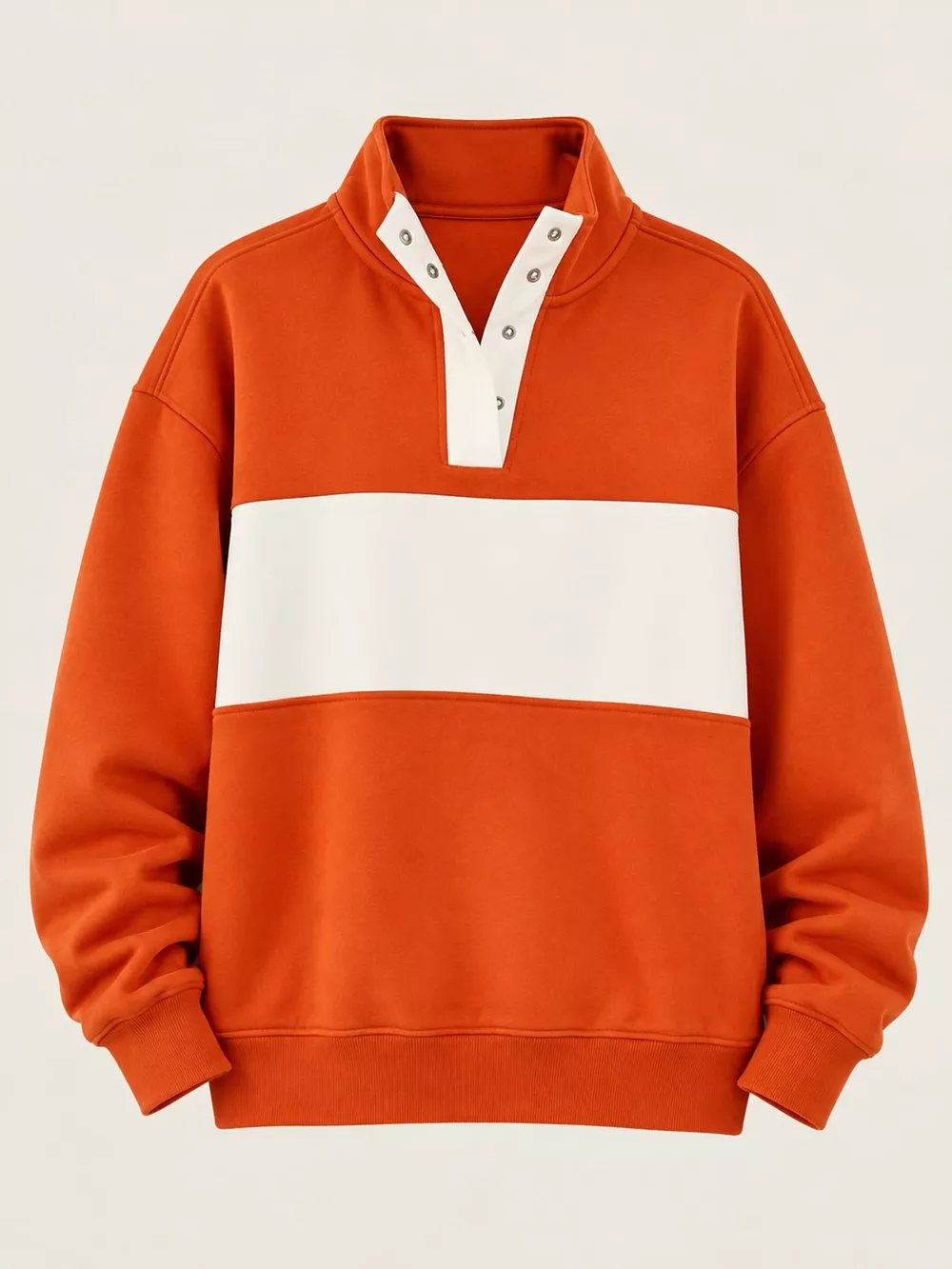 Full Size Color Block Snap-Button Sweatshirt Plus Size, image 5