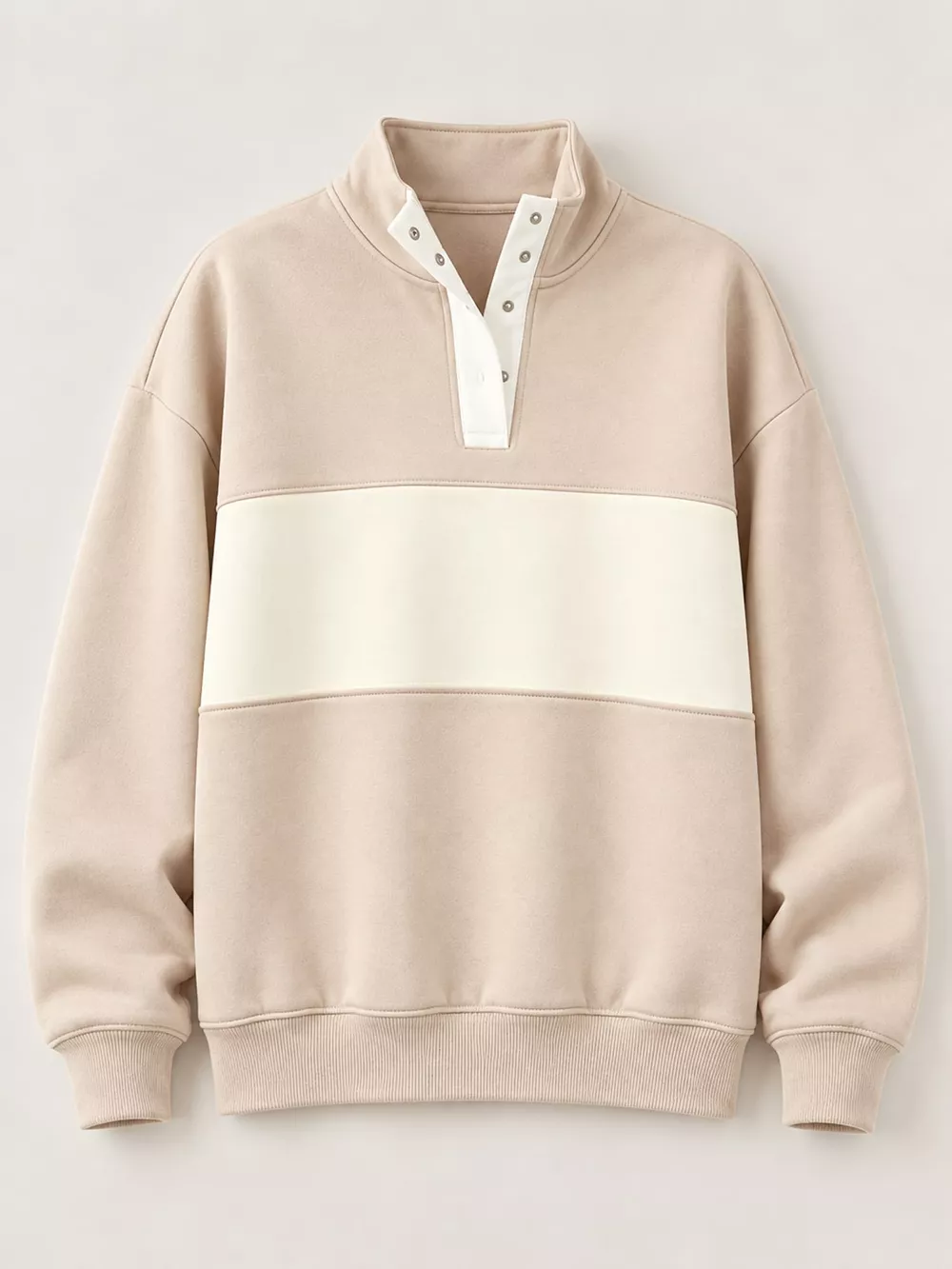 Full Size Color Block Snap-Button Sweatshirt Plus Size, image 24