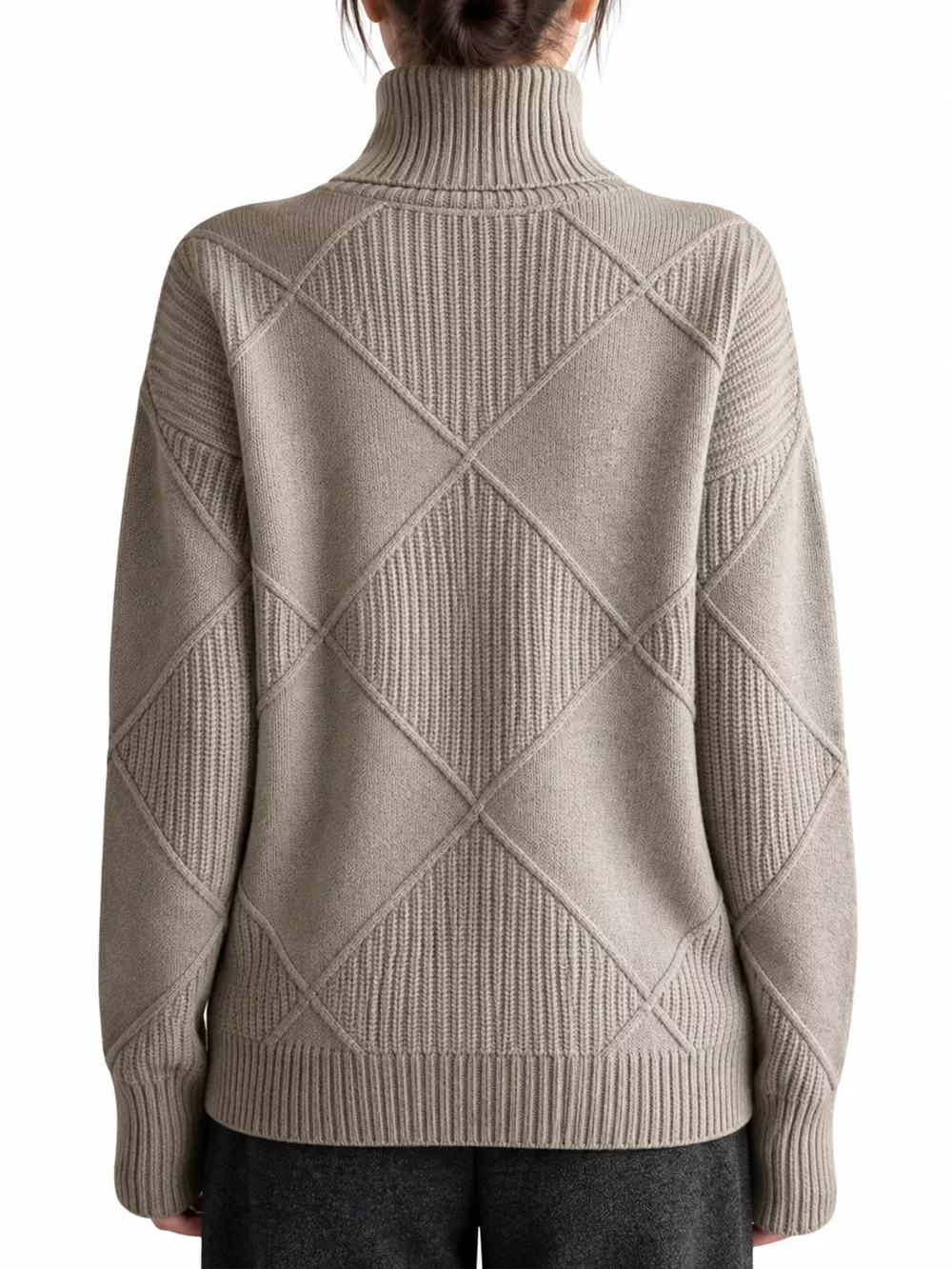 Full Size Diamond Pattern Turtleneck Sweater Plus Size, image 11