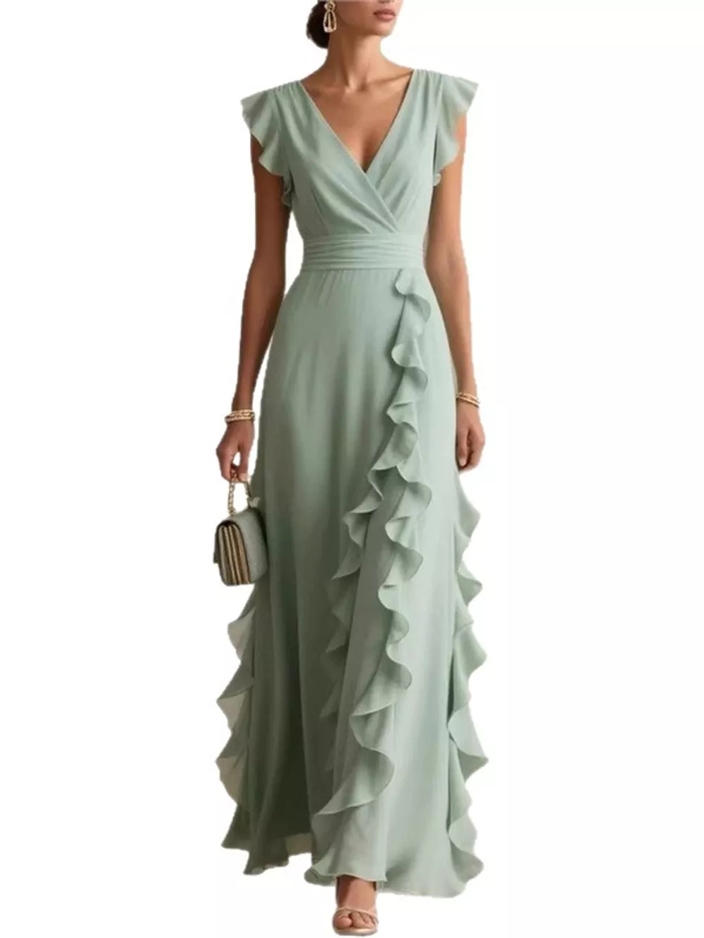 Ruffled Surplice Sleeveless Maxi Dress, image 6