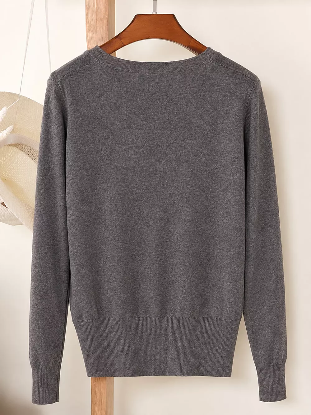 Classic V-Neck Button-Down Knit Cardigan, image 26