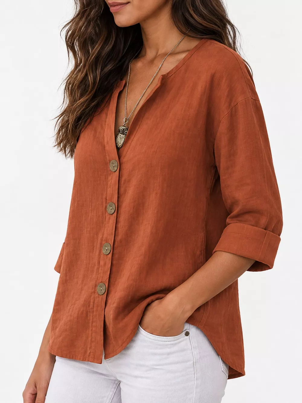 Notched Button Down Shirt, image 7