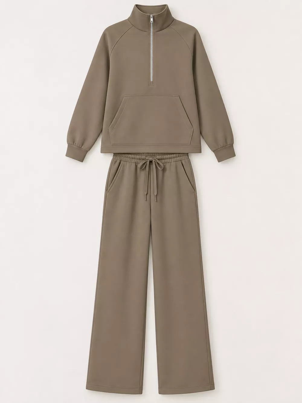Half-Zip Sweatshirt and Wide-Leg Pants Set, image 19