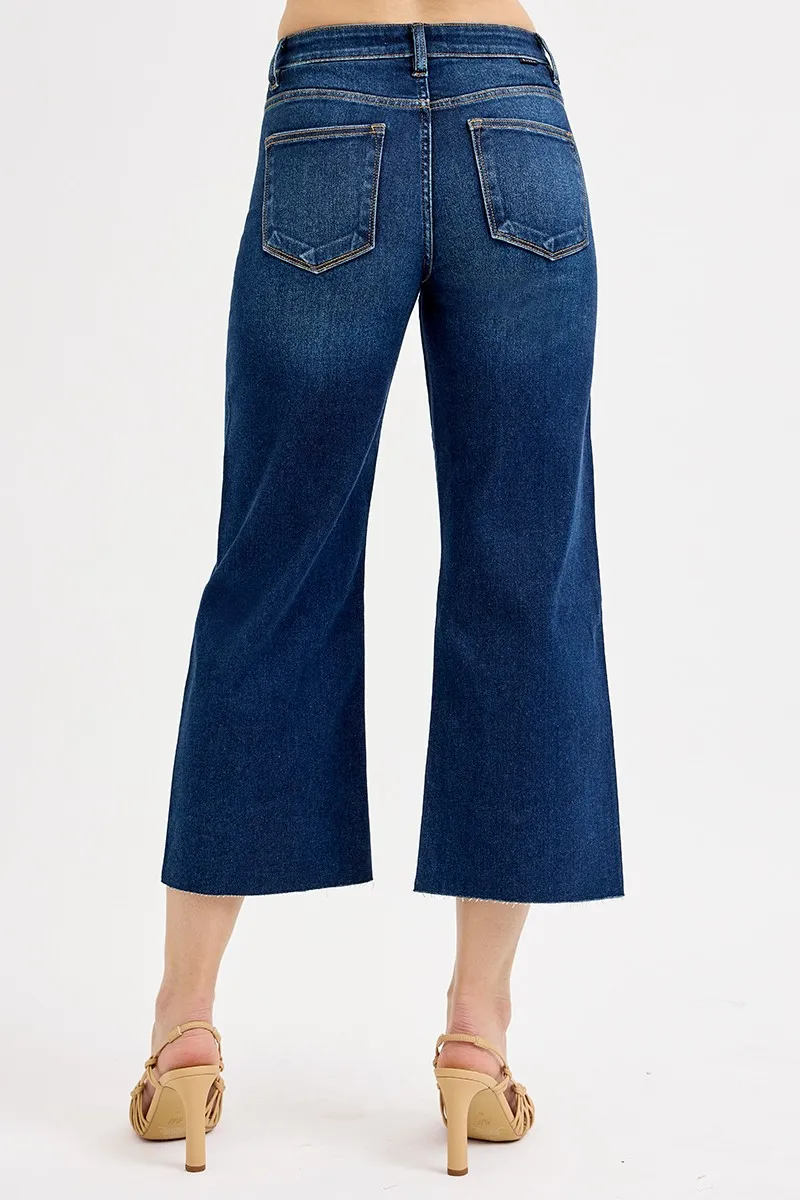 Full Size Tummy Control High Rise Crop Wide Jeans Plus Size, image 4
