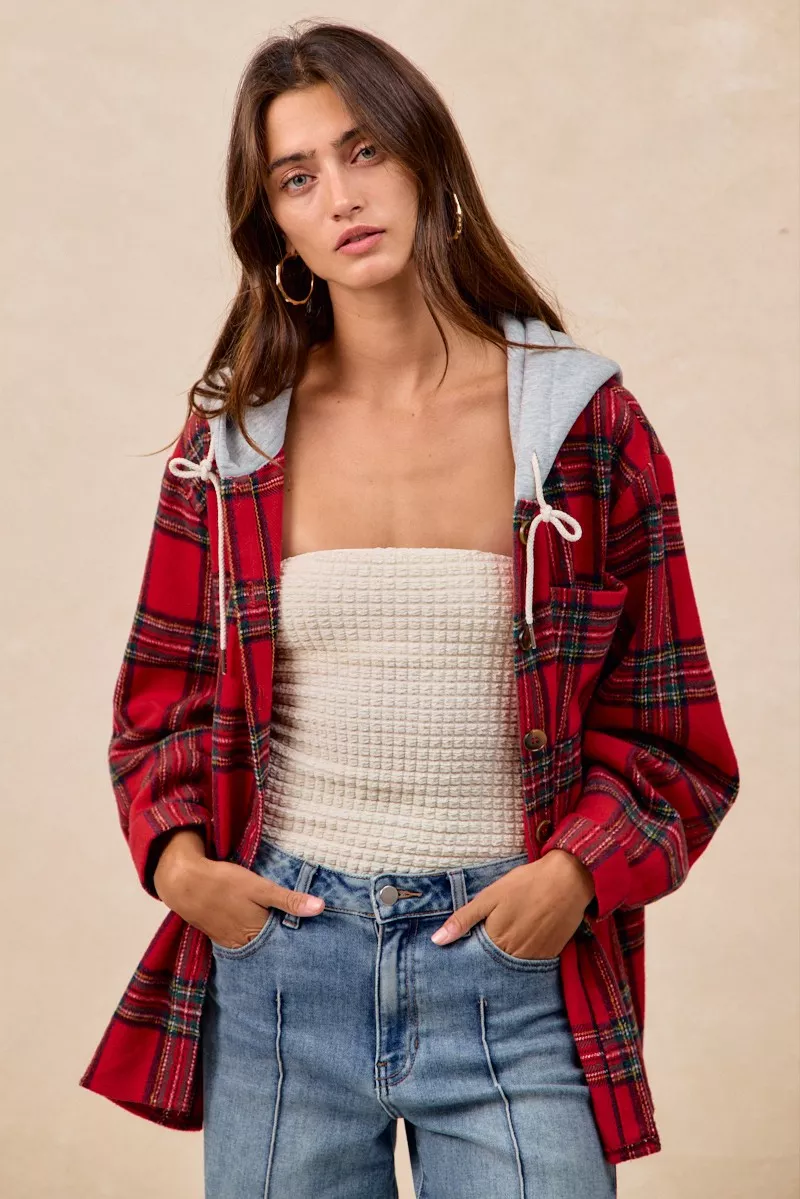 Brushed Plaid Hooded Jacket, image 6