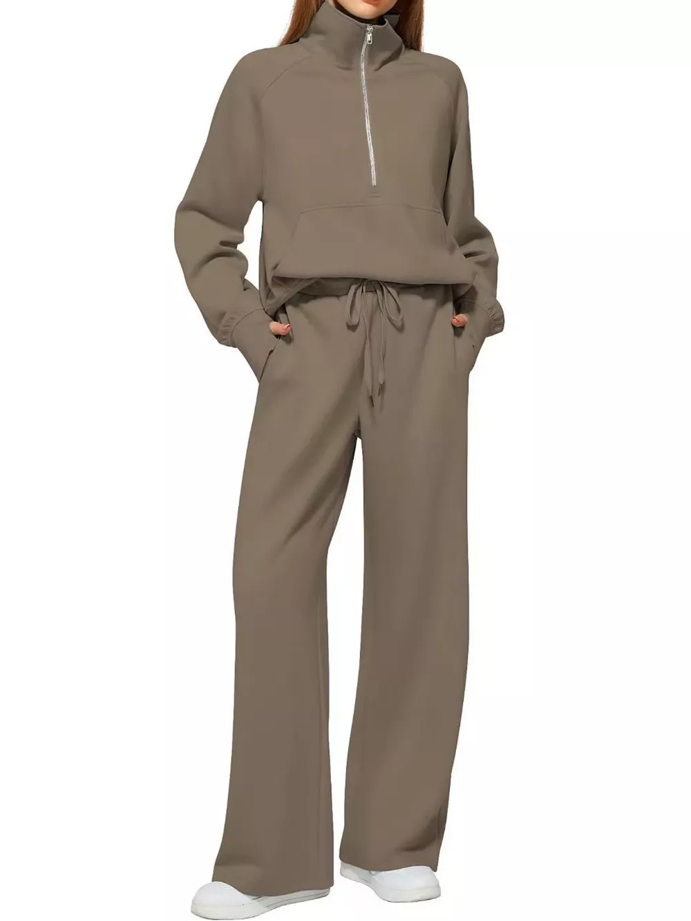 Half-Zip Sweatshirt and Wide-Leg Pants Set, image 14