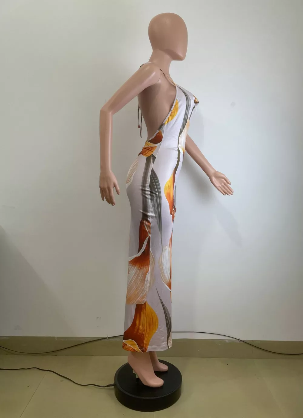 Floral Print Cowl Neck Backless Maxi Dress, image 6
