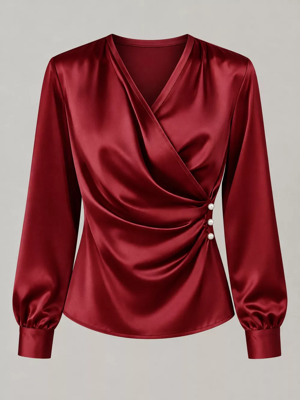 Satin Surplice Long Sleeve Blouse, image 17