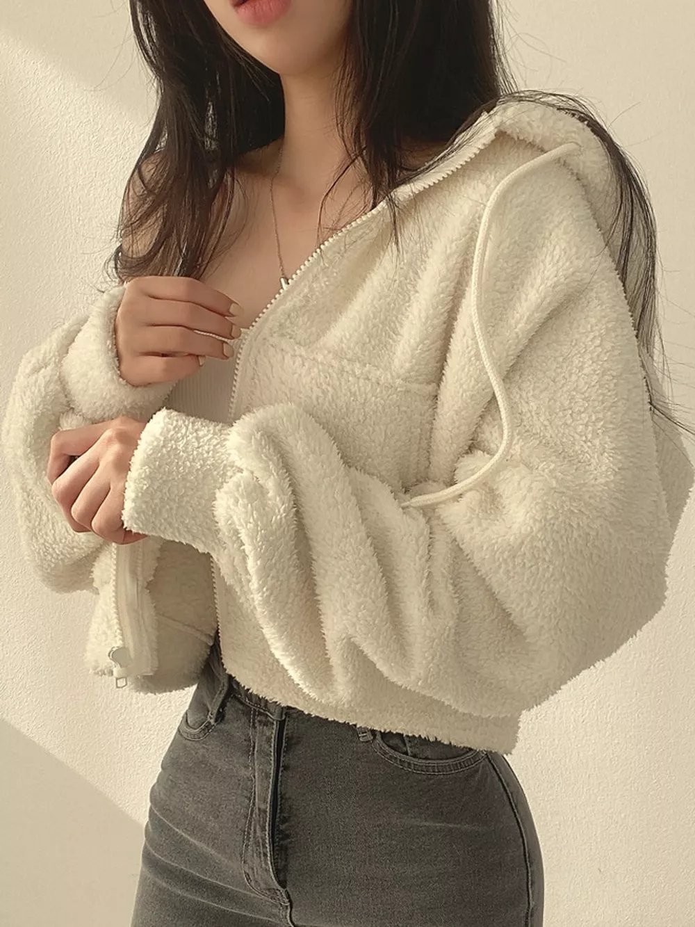 Oversized Sherpa Zip-Up Hoodie, image 4