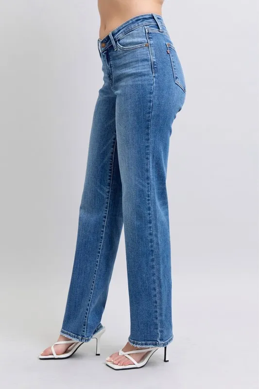 Full Size High Waist V-Front Vintage Wash Straight Jeans Plus Size, image 10