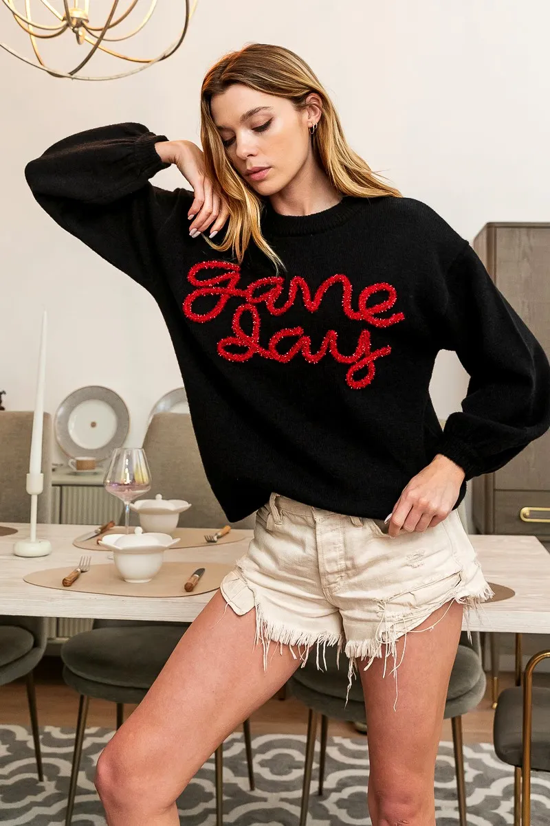 Game Day Metallic Letter Sweater, image 6