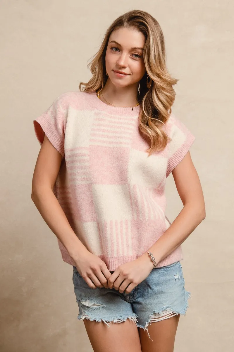 Checker With Stripes Pattern Sleeveless Sweater, image 10