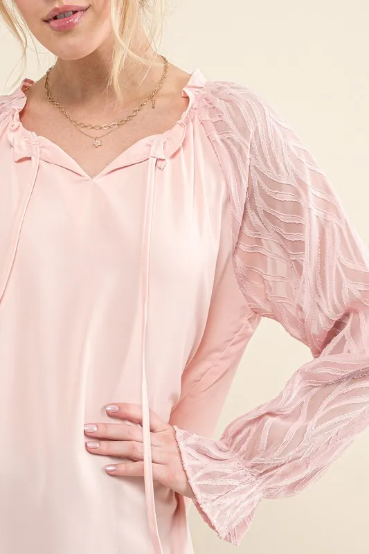Leaves Shape Textured Sleeve Blouse, image 6