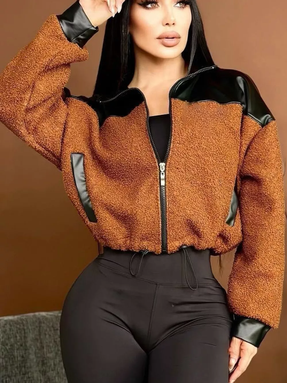 Sherpa Contrast Zip-Up Jacket, image 7