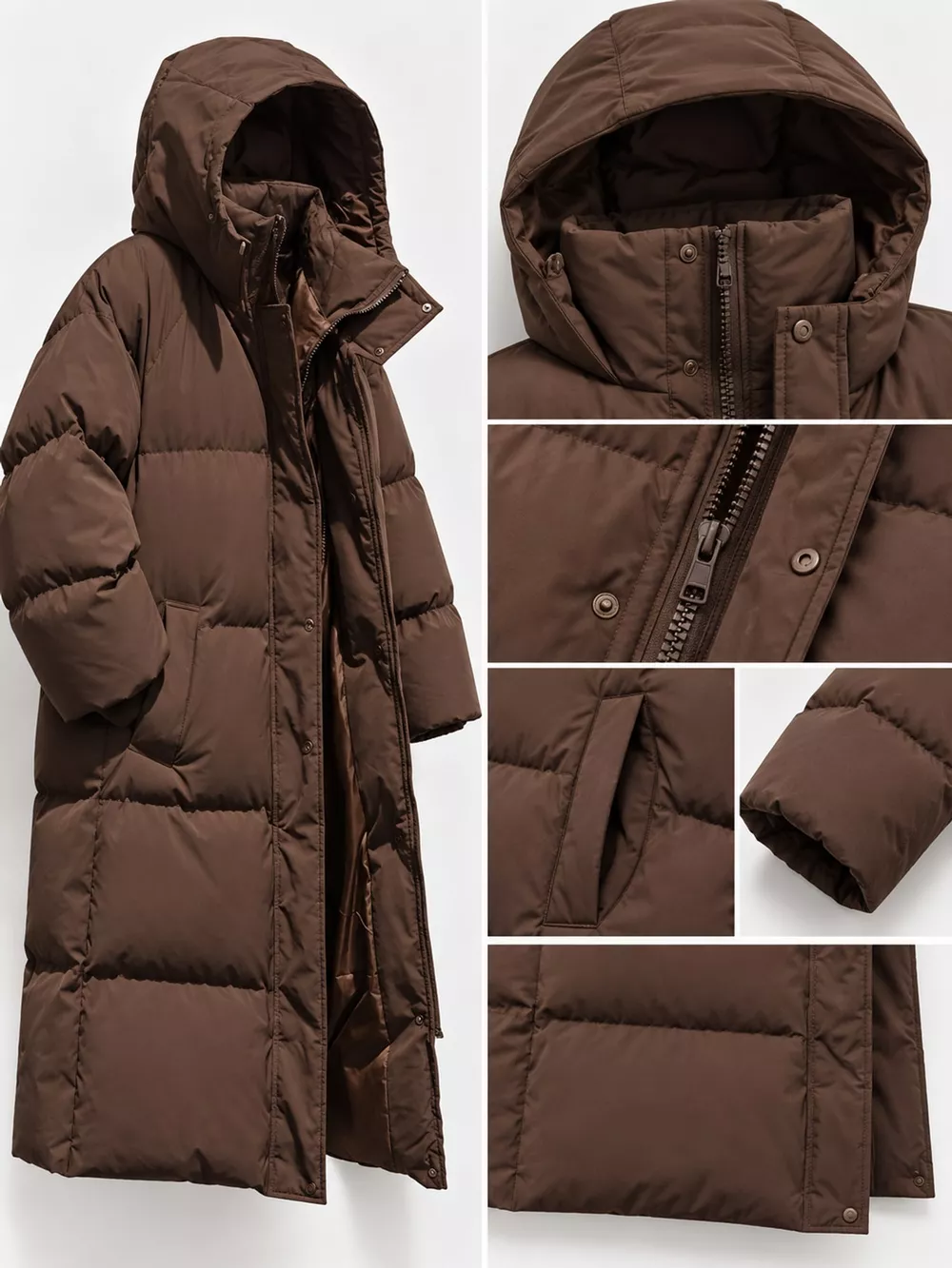 Plus Size Oversized Hooded Longline Puffer Coat, image 36
