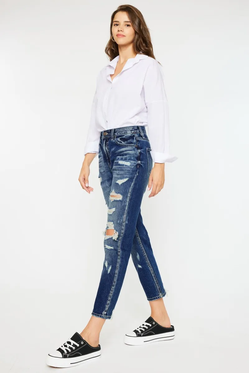 High Rise Distressed Mom Fit Jeans, image 9