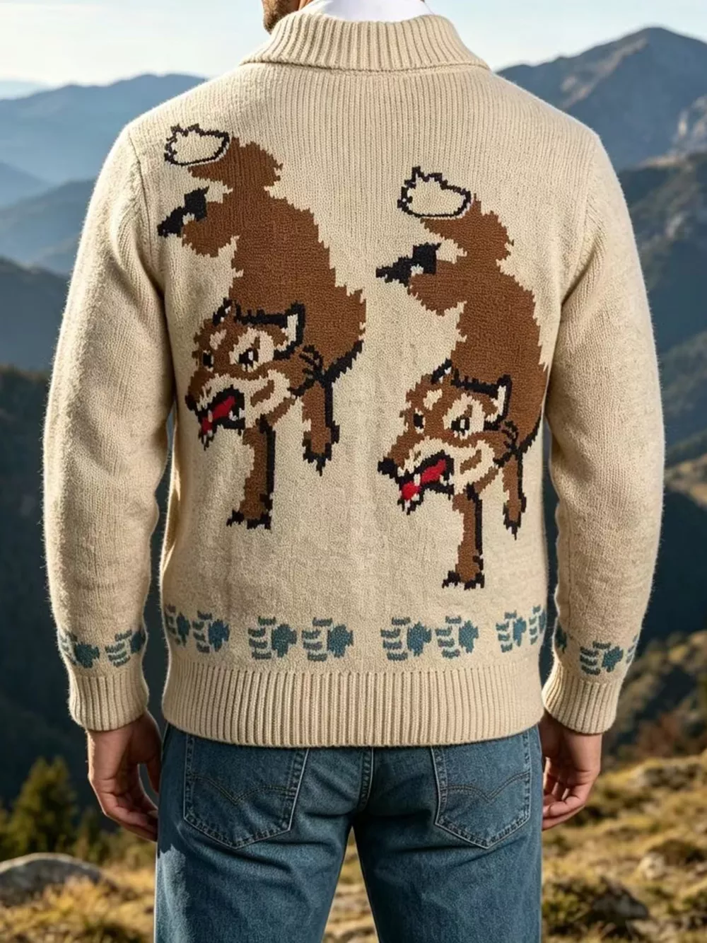 Men's Full Size Animal Chunky Knit Zip-Up Cardigan Plus Size, image 27