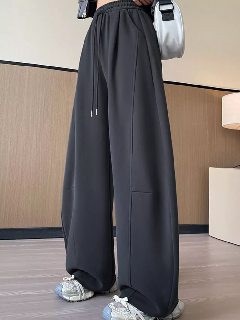 Full Size Drawstring Loose Fit Wide-Leg Sweatpants Plus Size, image 5