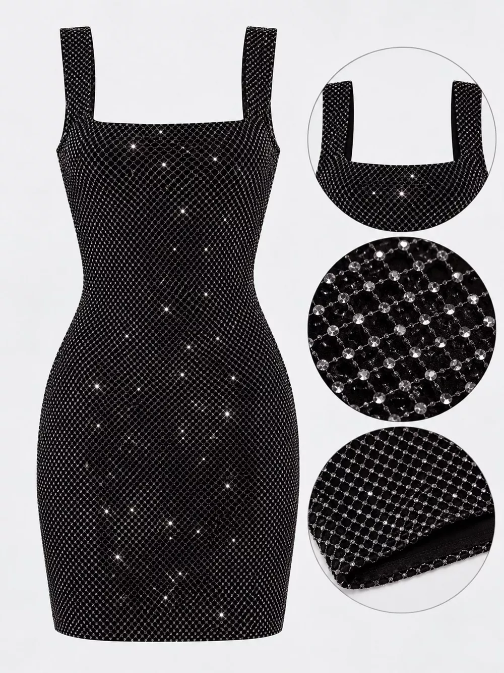 Backless Rhinestone Embellished Bodycon Mini Dress, image 11