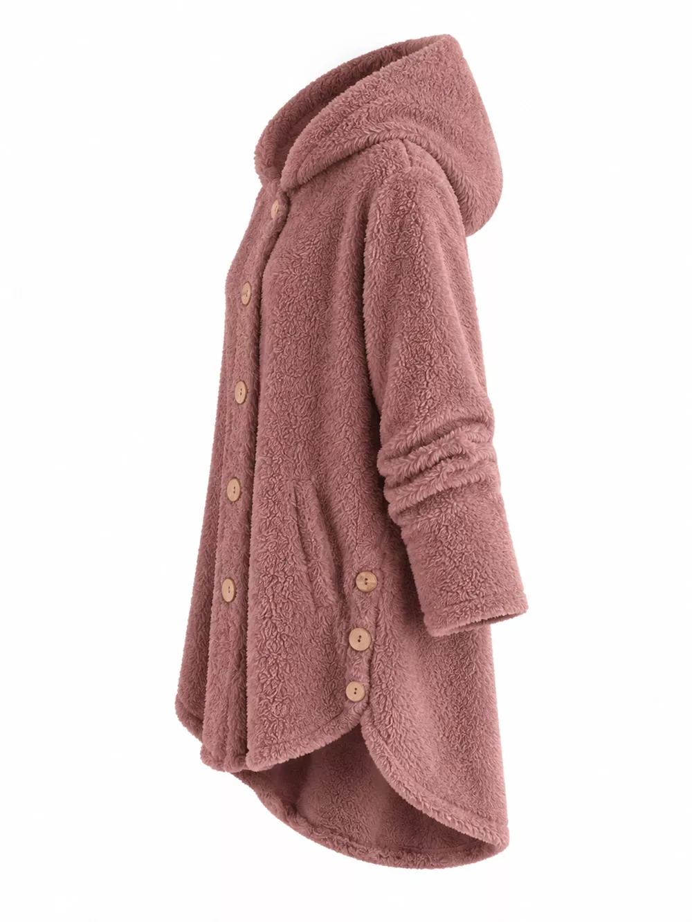 Full Size Fleece Button Up Hooded Outerwear Plus Size, image 6