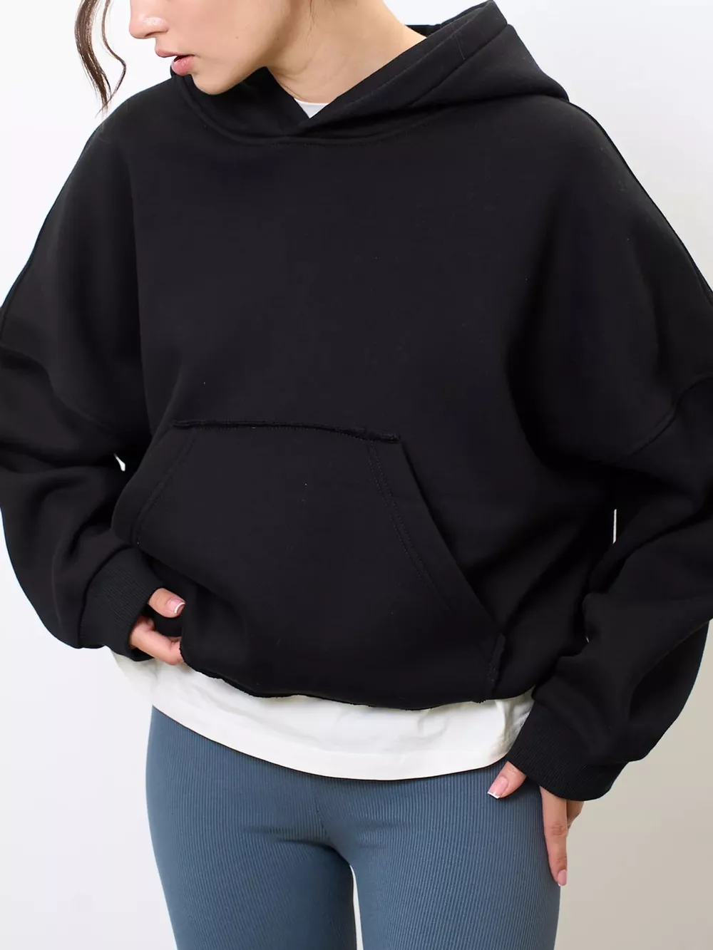 Kangaroo Pocket Dropped Shoulder Hoodie, image 40
