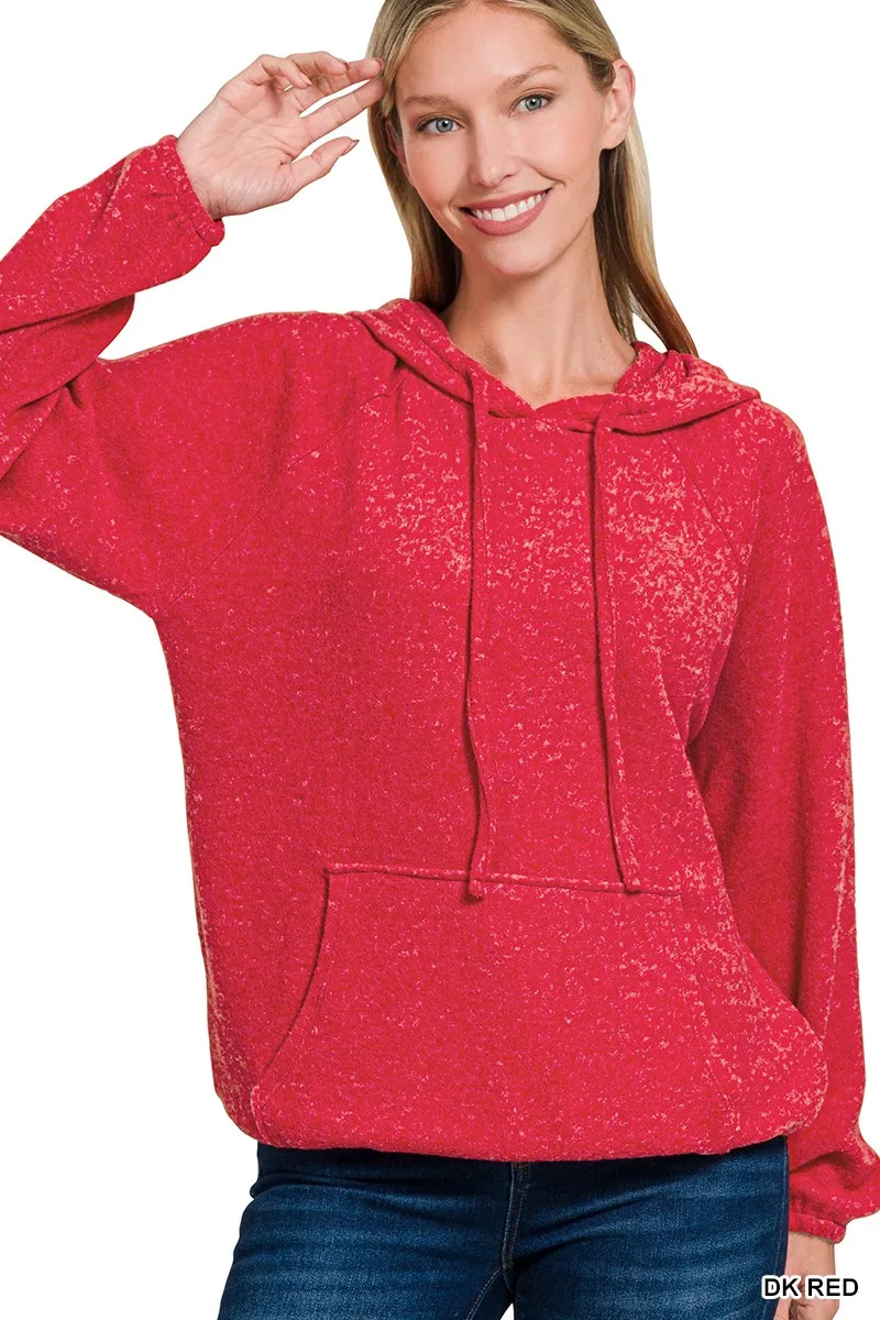 Brushed Hacci Melange Hooded Sweater, image 2