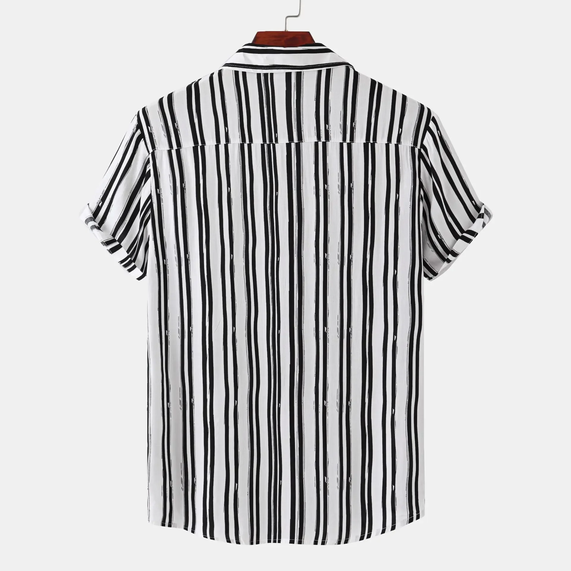 Men's Plus Size Striped Short Sleeve Button-Down Shirt, image 5