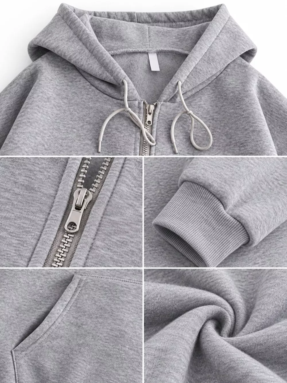 Full Size Oversized Solid Zip-Up Hoodie with Drawstring Plus Size, image 35
