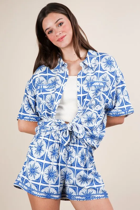 Full Size Tropical Printed Shirt Top and Shorts Set Plus Size, image 6