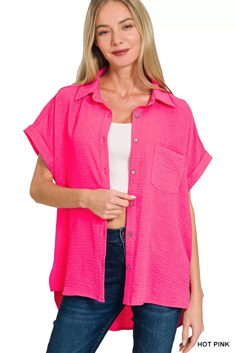 Woven Airflow Button Down Shirt, image 3