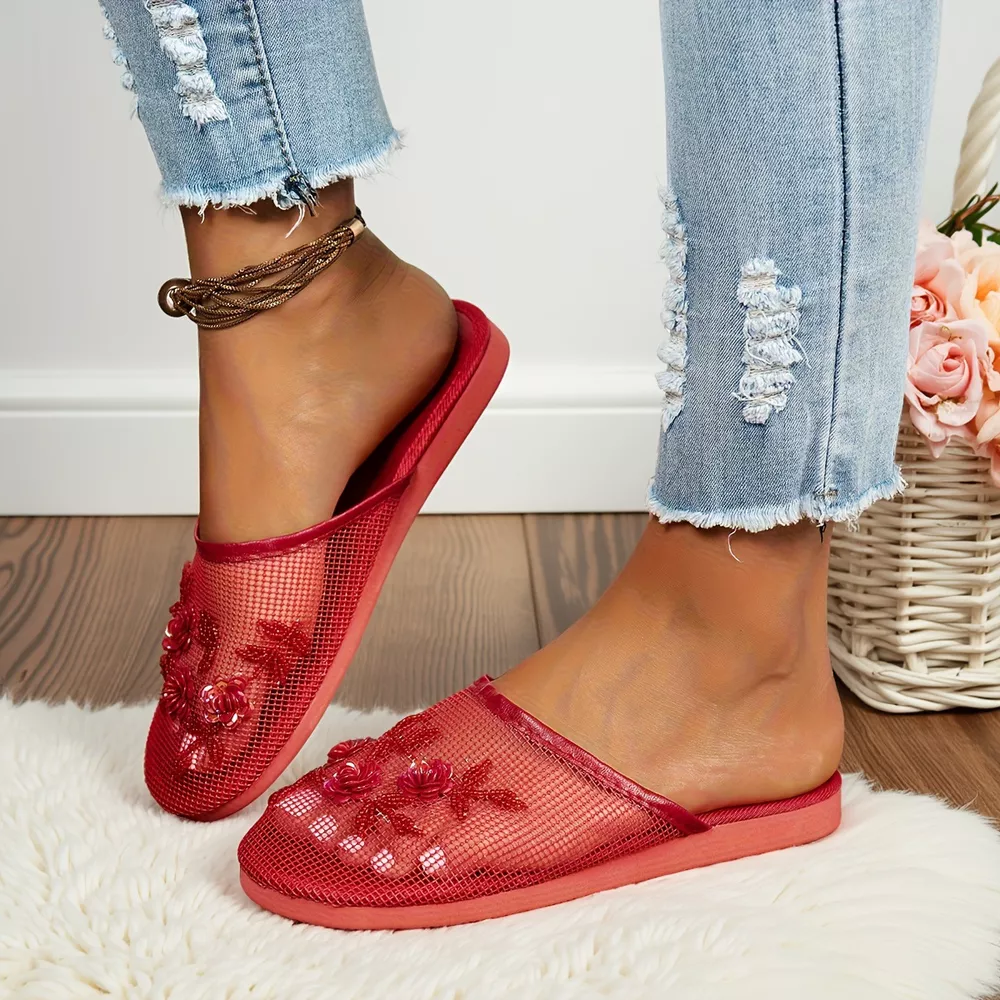 Sheer Floral Embellished Sandals, image 4