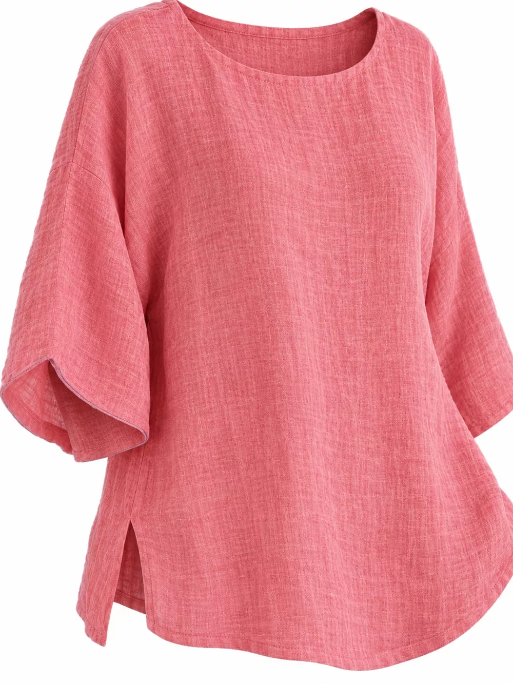Full Size Loose Fit Linen Blend Blouse Plus Size, image 4