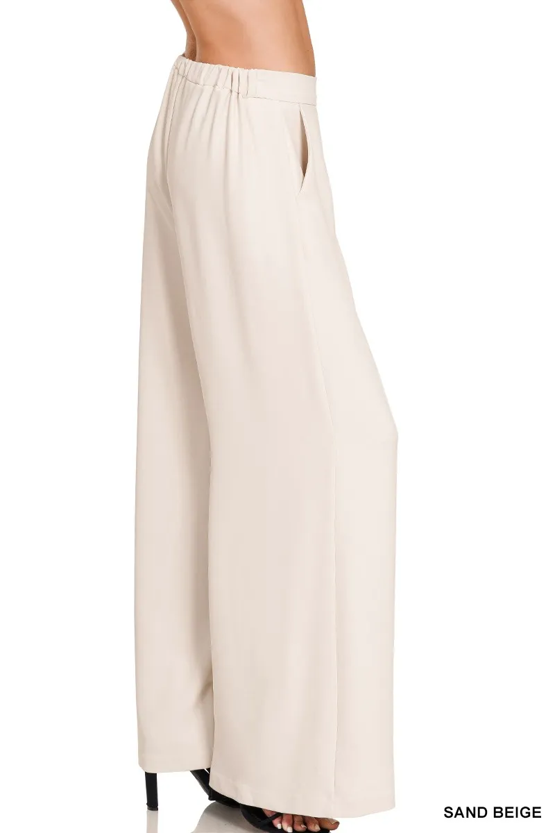 Relaxed Fit Elastic Waisted Wide Leg Pants, image 3