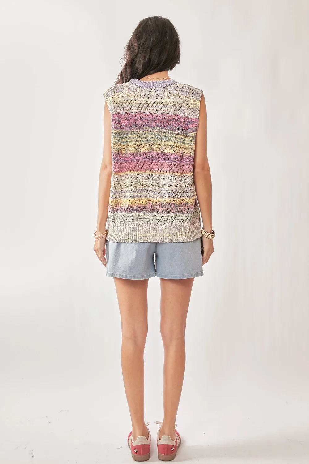 Multi Color Crochet Sleeveless Knit Vest Top, image 5