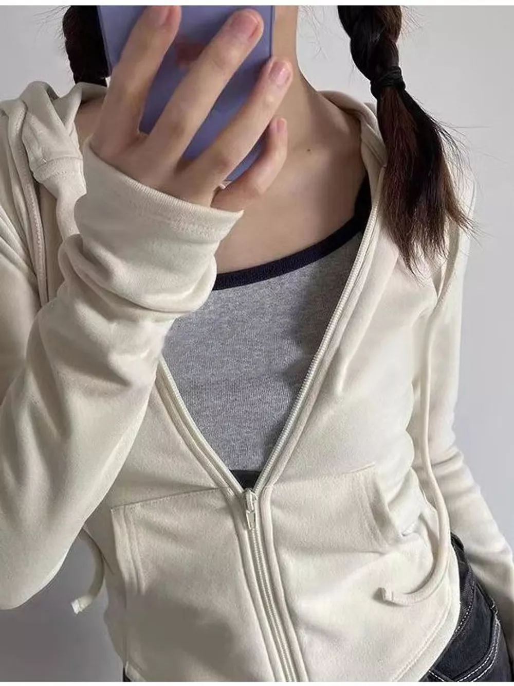 Drawstring Zip-Up Slim Fit Hoodie, image 11