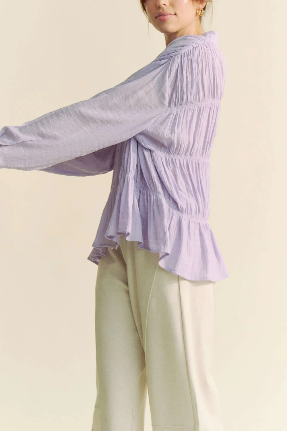 Ruched All Over Button Front Shirt, image 4
