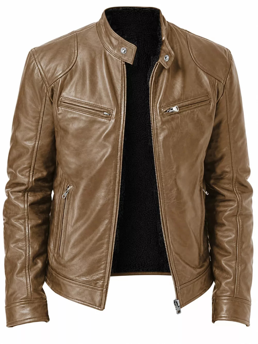 Men's Full Size Faux Leather Zip Up Jacket Plus Size, image 70