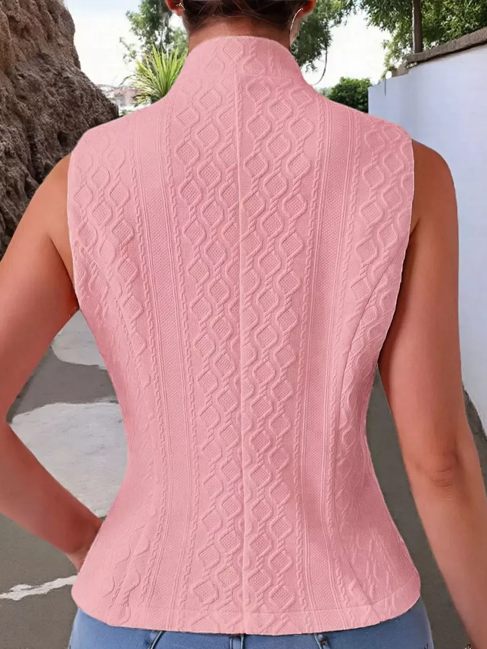 Textured Slim-Fit Button-Down Vest Coat, image 11