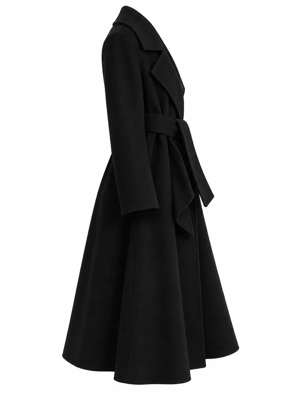 Longline Wool Coat with Waist-Defining Belt, image 3
