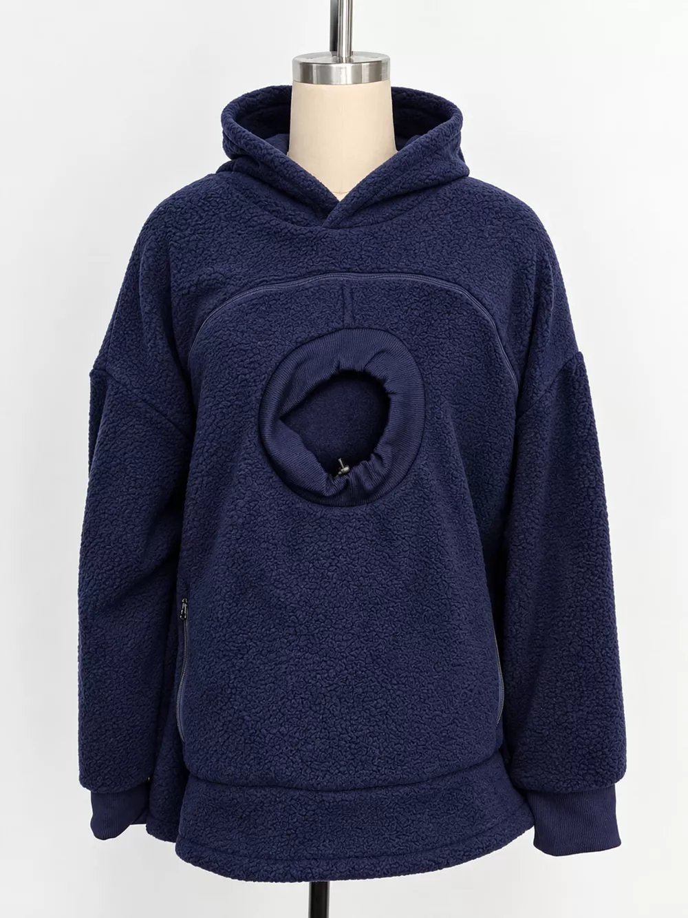 Full Size Fleece Pet-Carrying Hoodie with Cat Pouch Plus Size, image 12