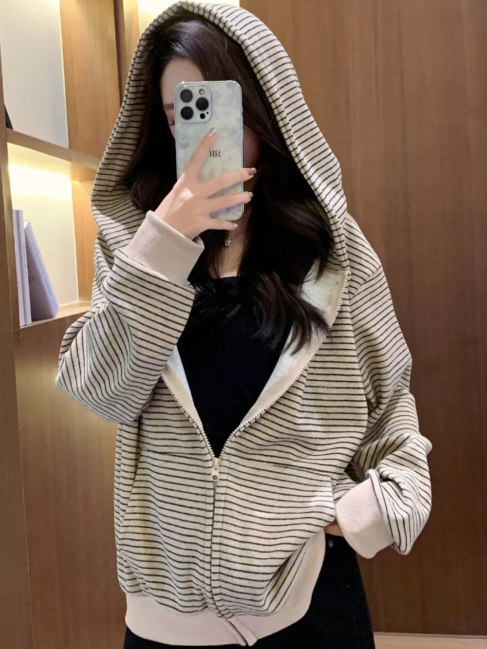 Striped Zip-Up Hoodie