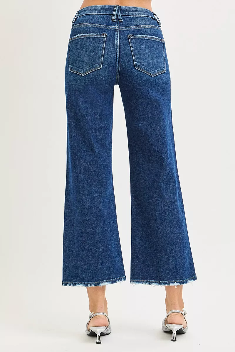 Tummy Control 4 Way Stretch High Rise Crop Wide Leg Jeans, image 4