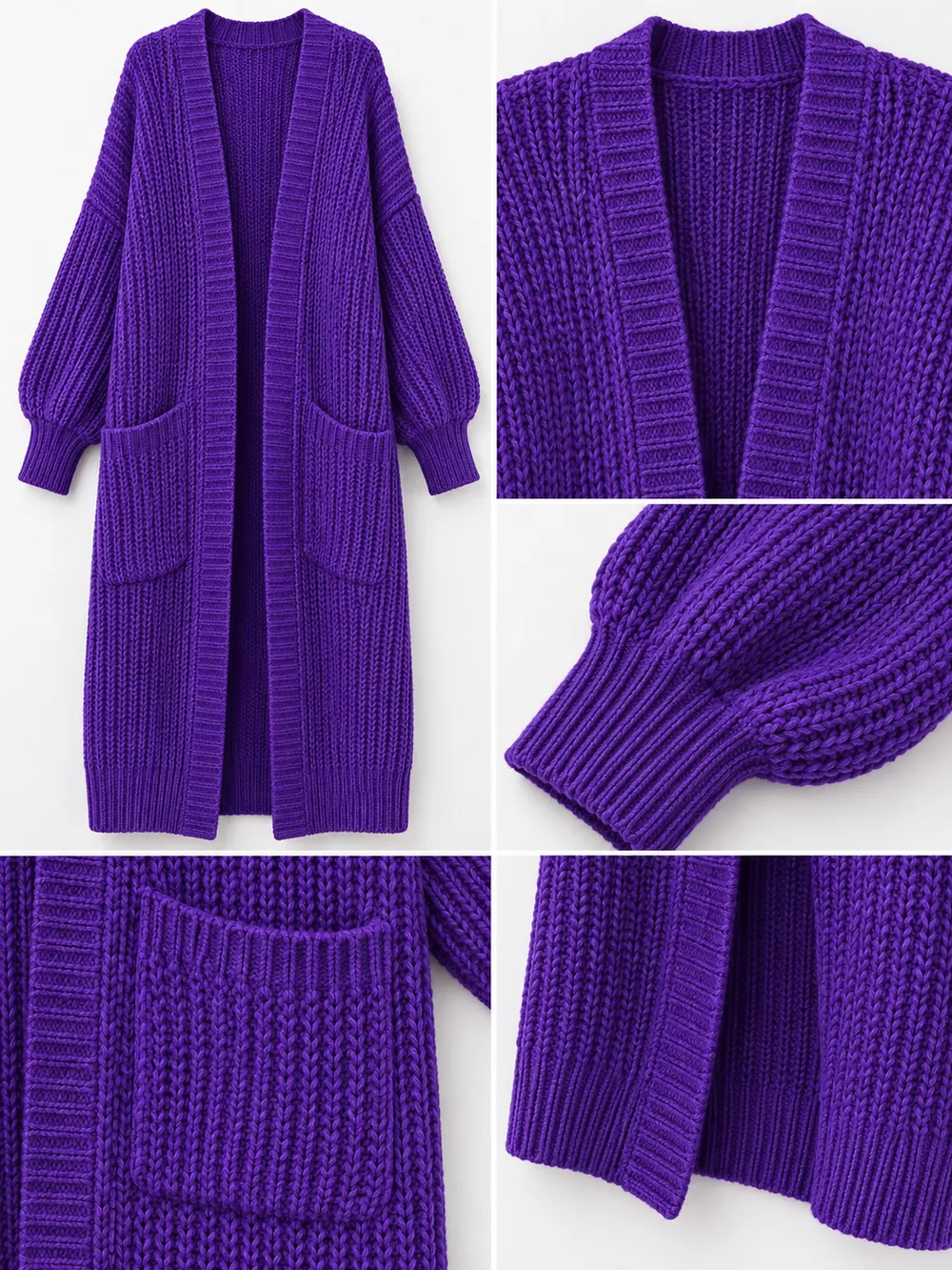 Full Size Chunky Knit Openwork Front Longline Cardigan Plus Size, image 40