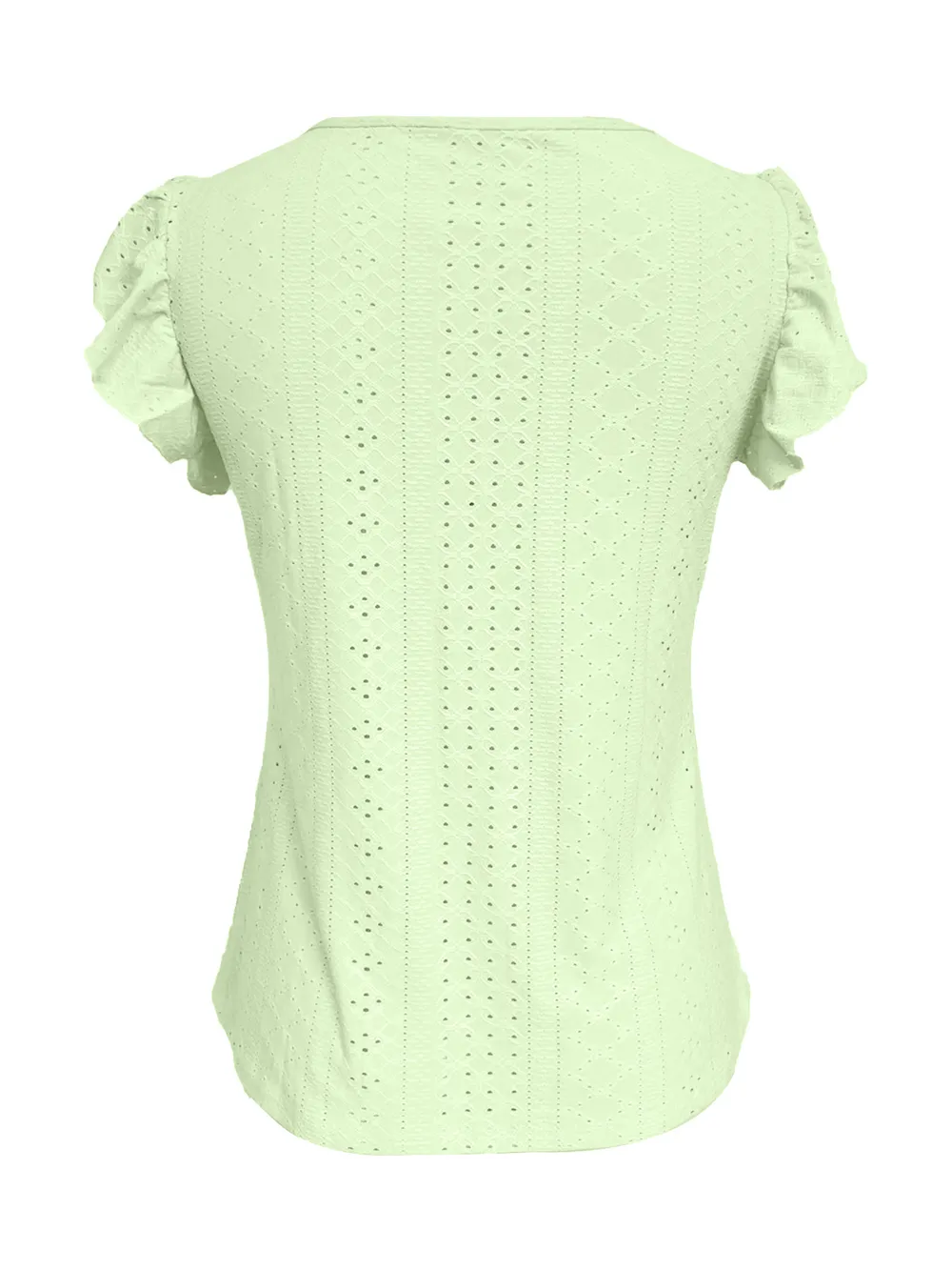 Eyelet Button-Front Flutter Sleeve Top, image 9