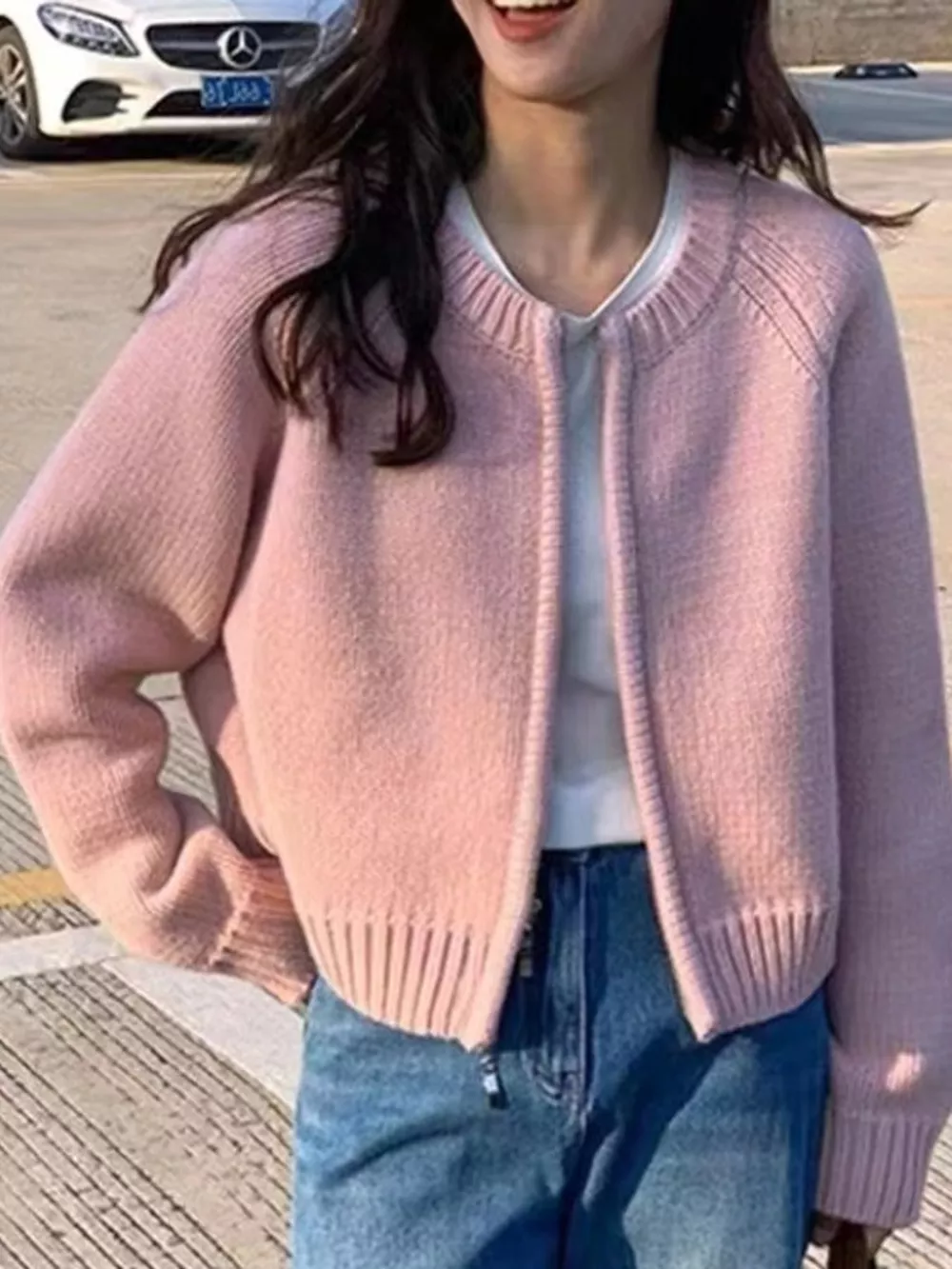 Ribbed Hem Zip-Up Cardigan, image 2