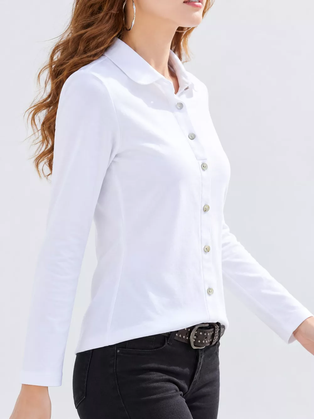 Full Size Button-Down Long Sleeve Shirt Plus Size, image 5