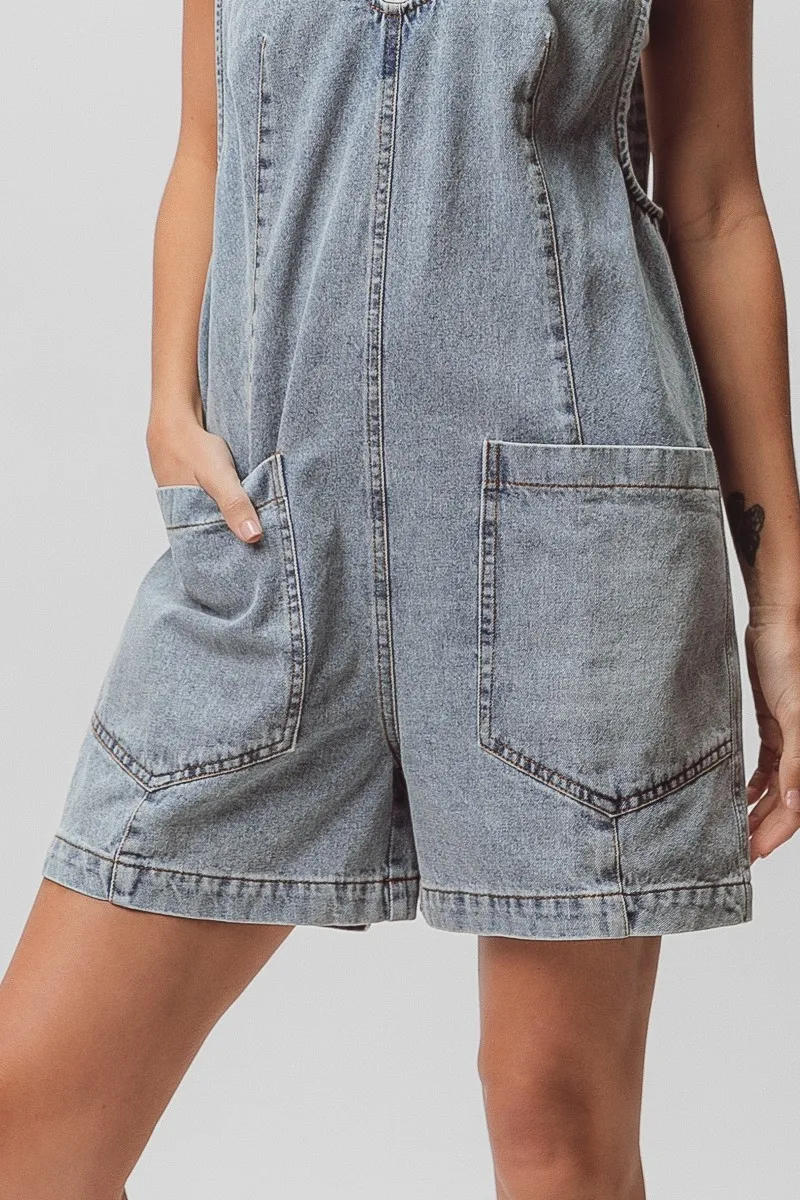 Patch Vintage Washed Denim Shortall, image 11