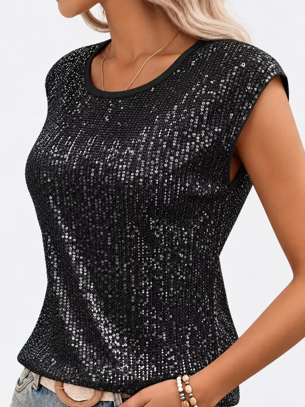 Sequin Round Neck Tank, image 5