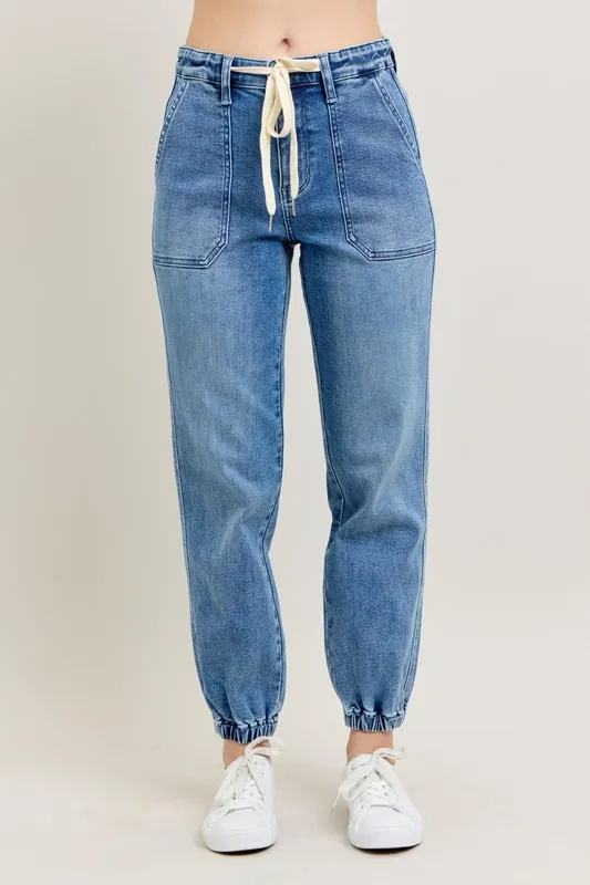 Full Size High Waist Denim Jogger Plus Size